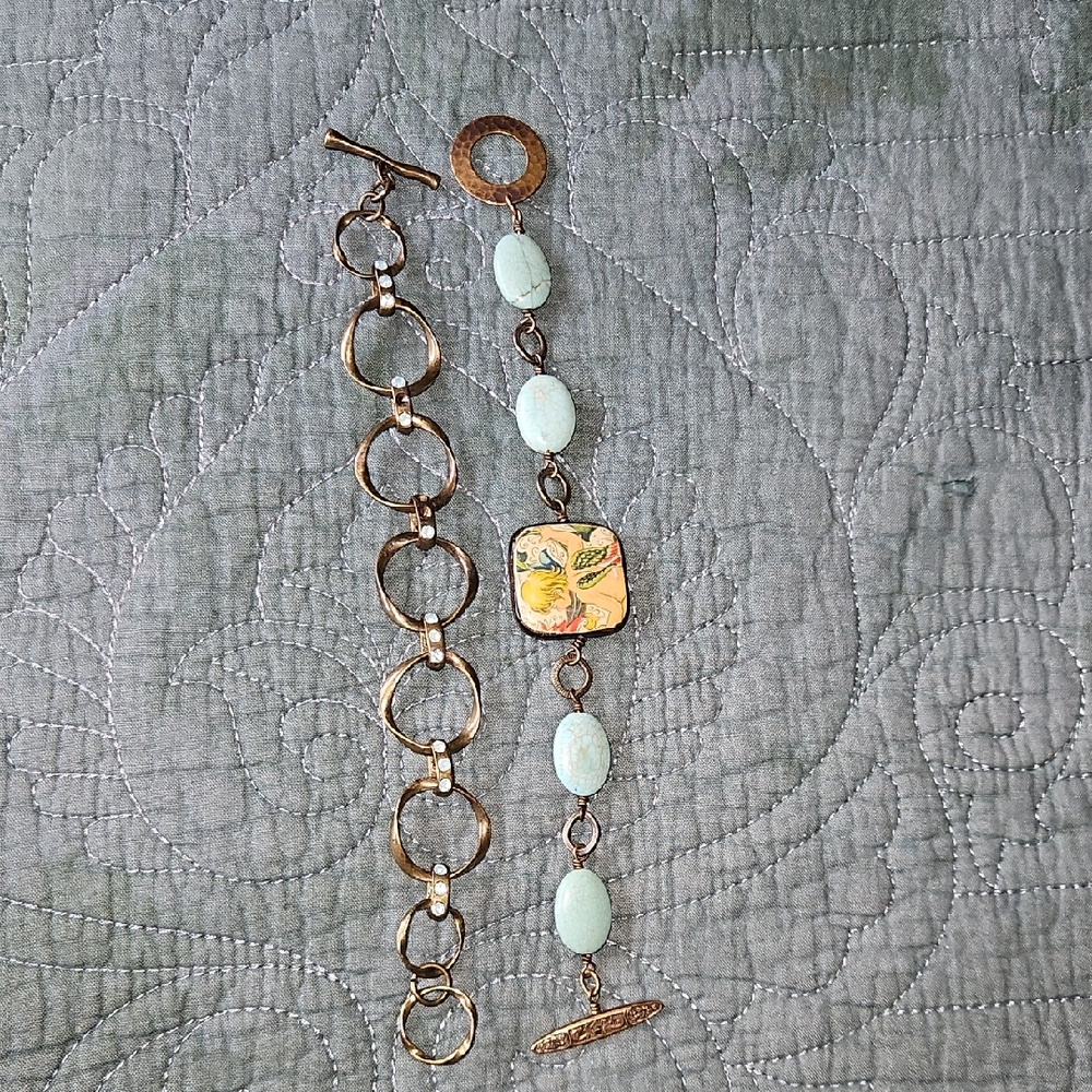 Elegant Brass and Turquoise Color Women's Bracelet